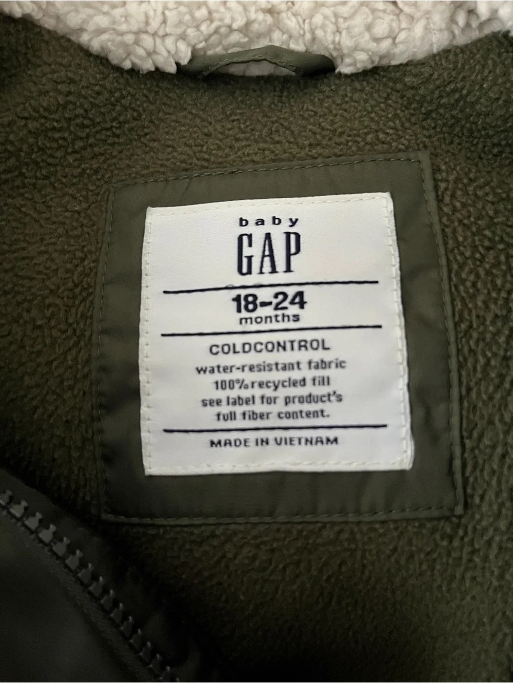 Gap Kids Olive Green Puffer Jacket with Hood